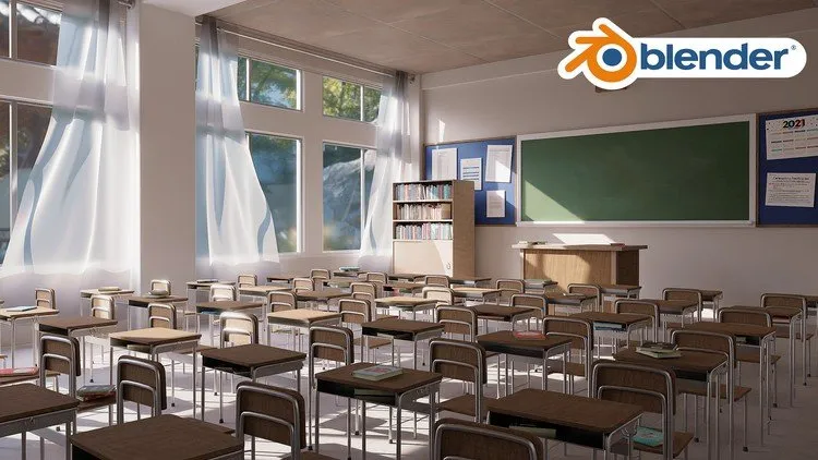 3D Classroom Environment Creation in Blender